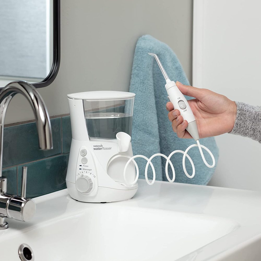Waterpik Aquarius Water Flosser Professional For Teeth, Gums, Braces, Dental Care, Electric Power With 10 Settings, 7 Tips For Multiple Users And Needs, ADA Accepted, White WP-660 - Image 3