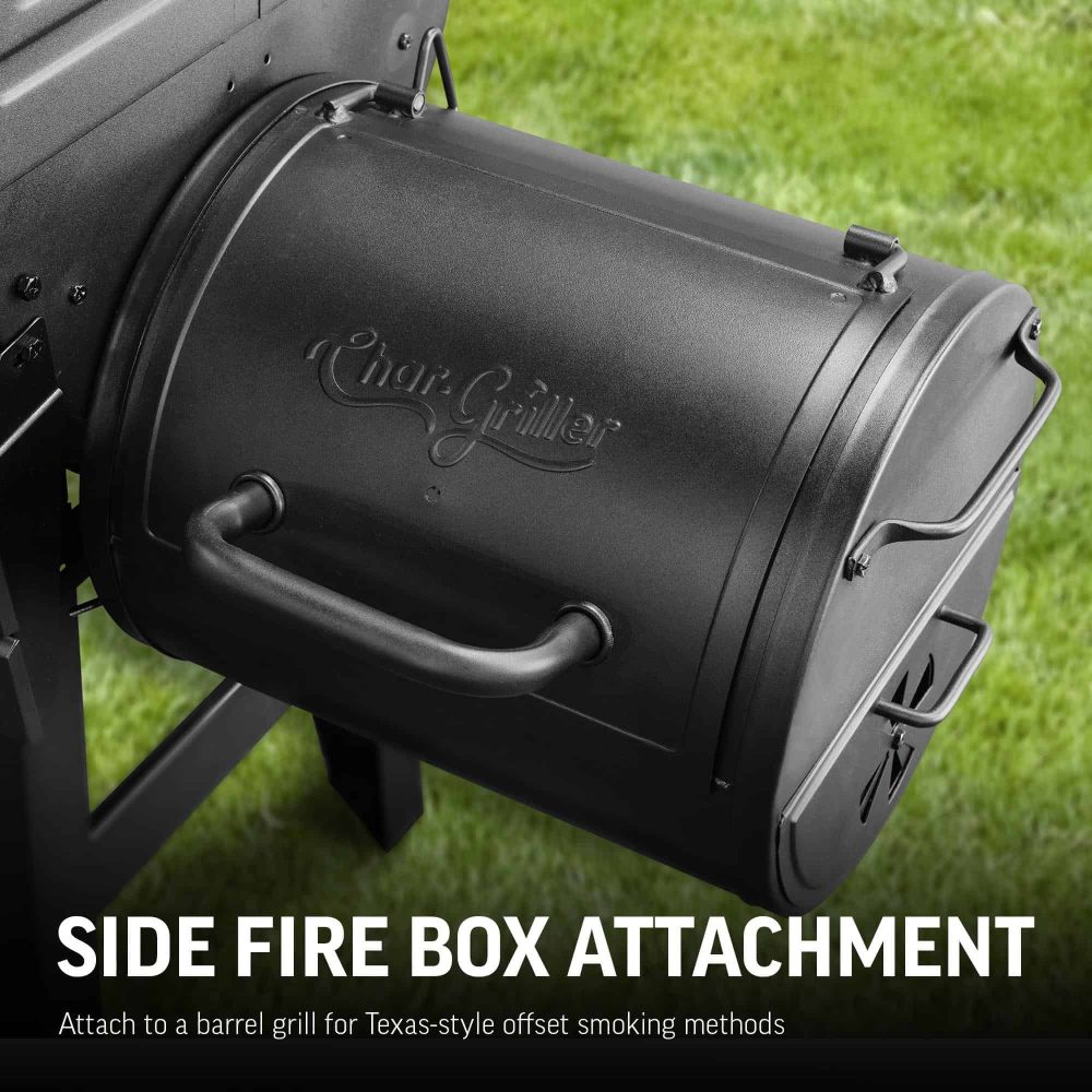 Griller Portable Charcoal Grill and Side Fire Box 17-in W Black Barrel Charcoal Grill - Image 6