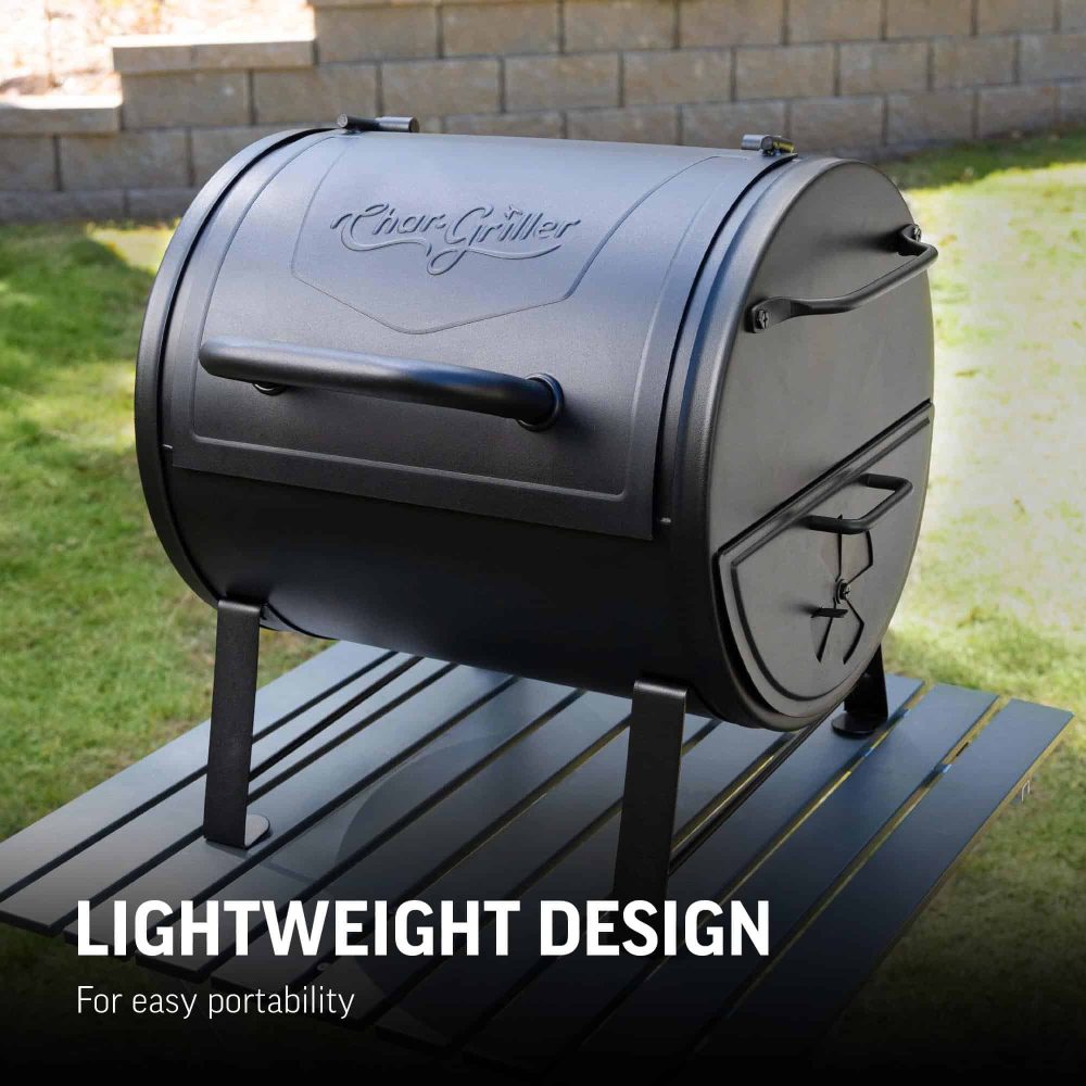 Griller Portable Charcoal Grill and Side Fire Box 17-in W Black Barrel Charcoal Grill - Image 11
