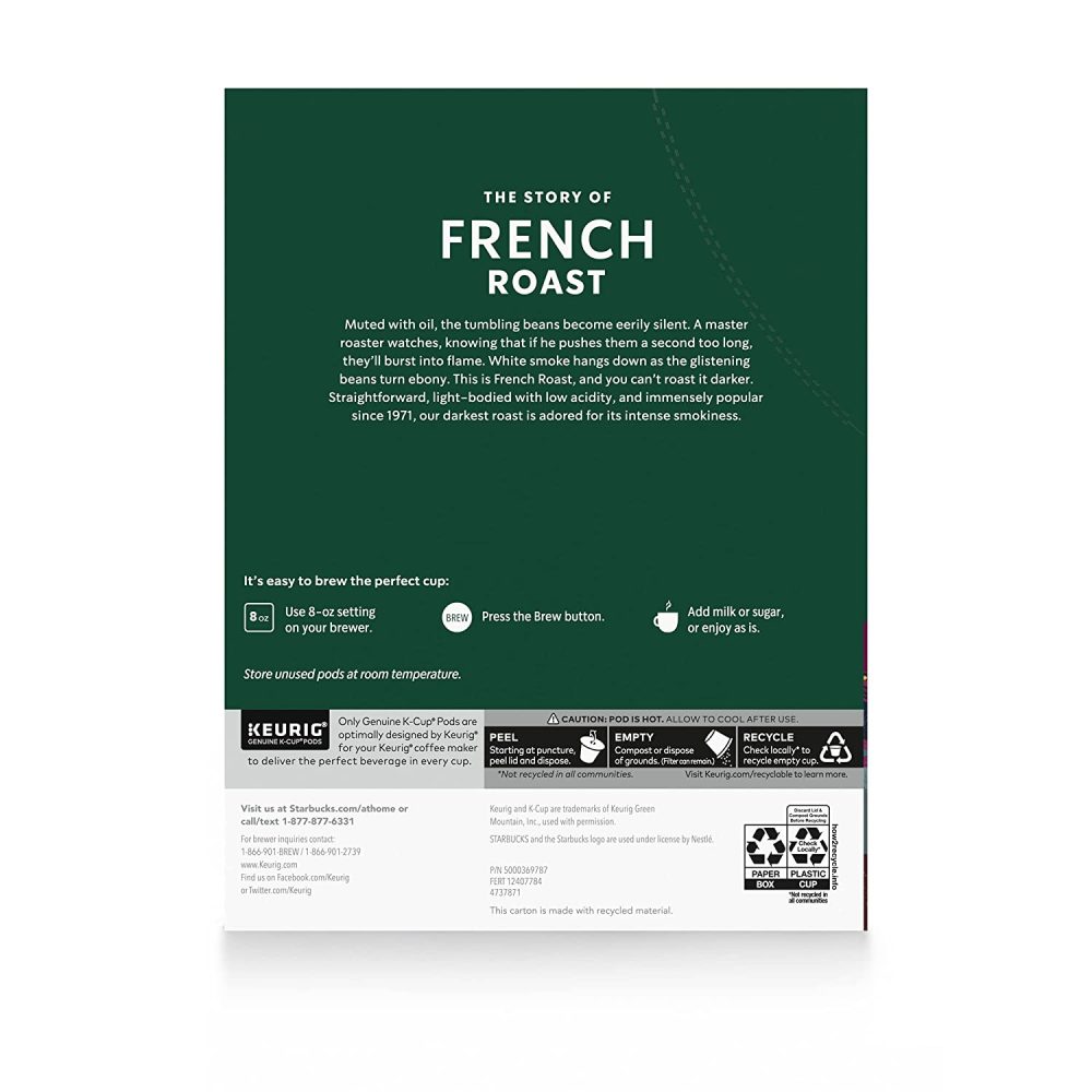 Starbucks K-Cup Coffee Pods Dark Roast Coffee French Roast Arabica 4 boxes (96 pods total) - Image 8