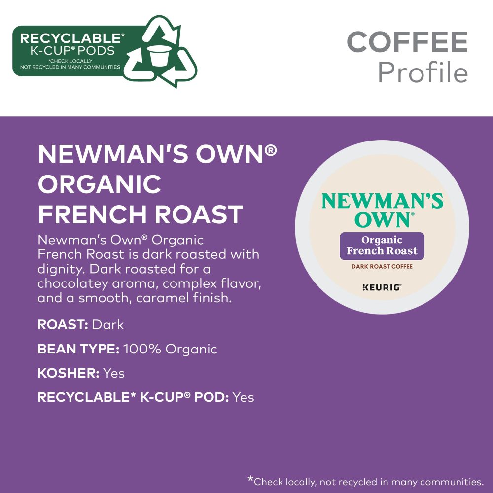 Newman s Own Organics French Roast  Single-Serve K-Cup Pods, Dark Roast Coffee, 72 Count (6 Packs of 12) - Image 3