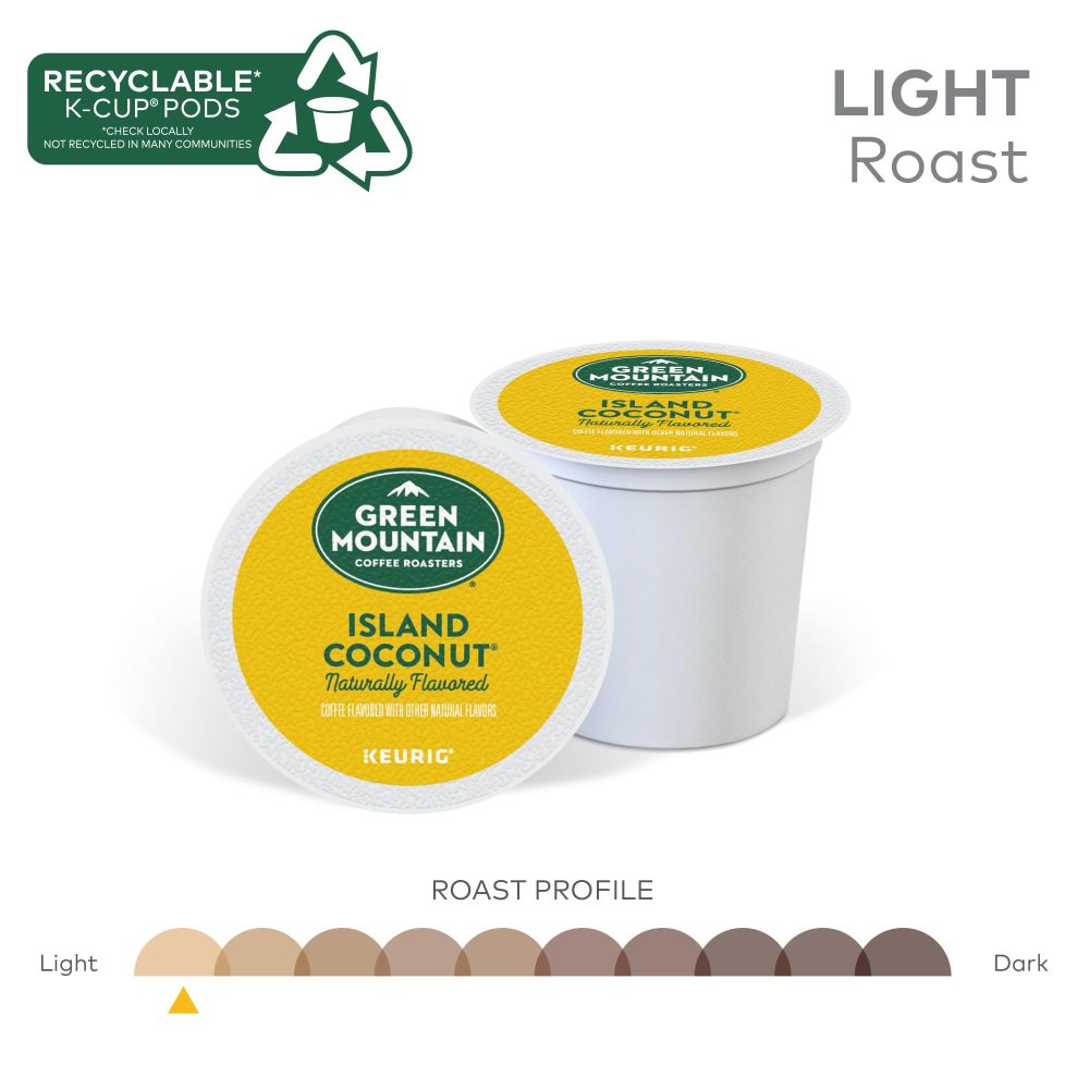 Green Mountain Coffee Roasters Island Coconut  Single-Serve K-Cup Pods, Light Roast Coffee, 96 Count (4 Packs of 24) - Image 12