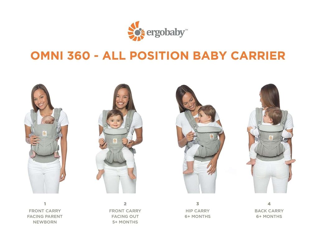 Ergobaby Omni 360 All-Position Baby Carrier for Newborn to Toddler with Lumbar Support (7-45 Pounds), Pure Black, 1 Count (Pack of 1) - Image 3