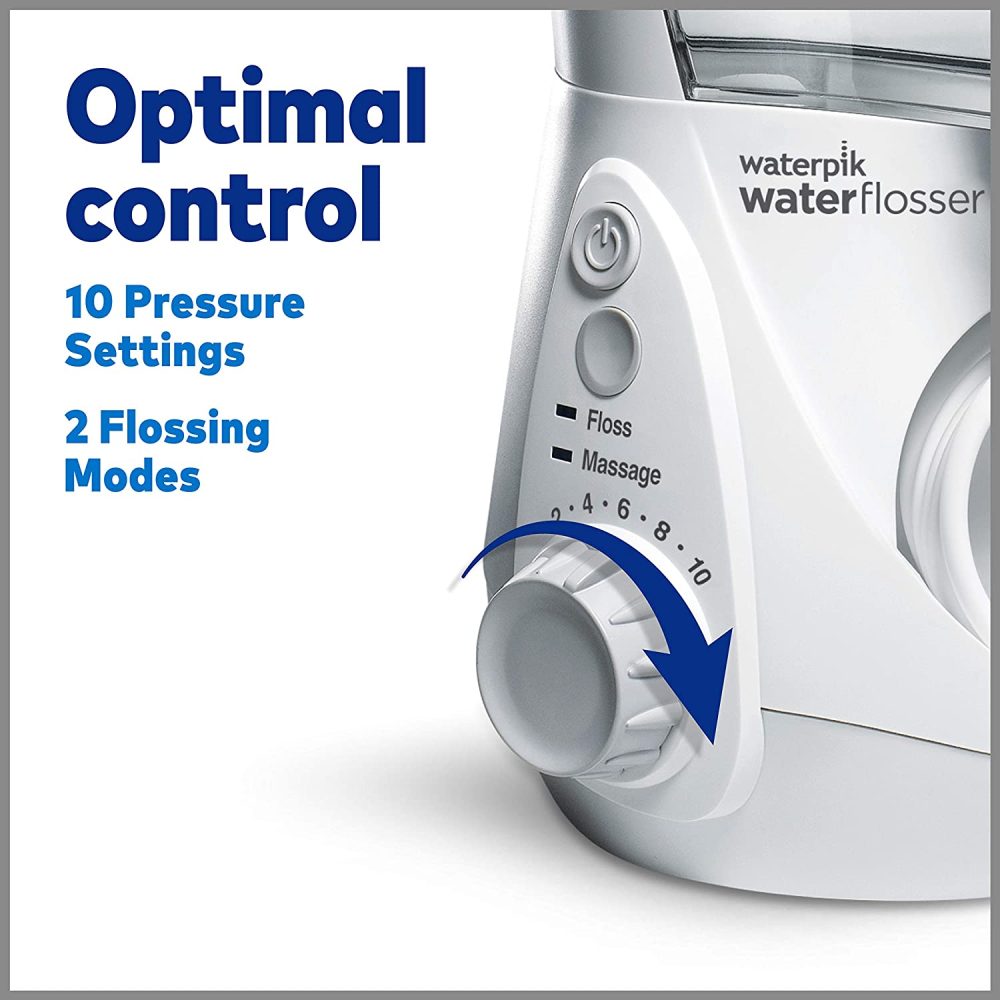 Waterpik Aquarius Water Flosser Professional For Teeth, Gums, Braces, Dental Care, Electric Power With 10 Settings, 7 Tips For Multiple Users And Needs, ADA Accepted, White WP-660 - Image 8