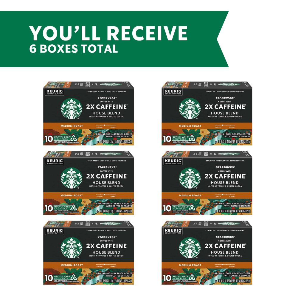 Starbucks Medium Roast K-Cup Coffee Pods with 2X Caffeine — for  Brewers — 6 boxes (60 pods total) - Image 8