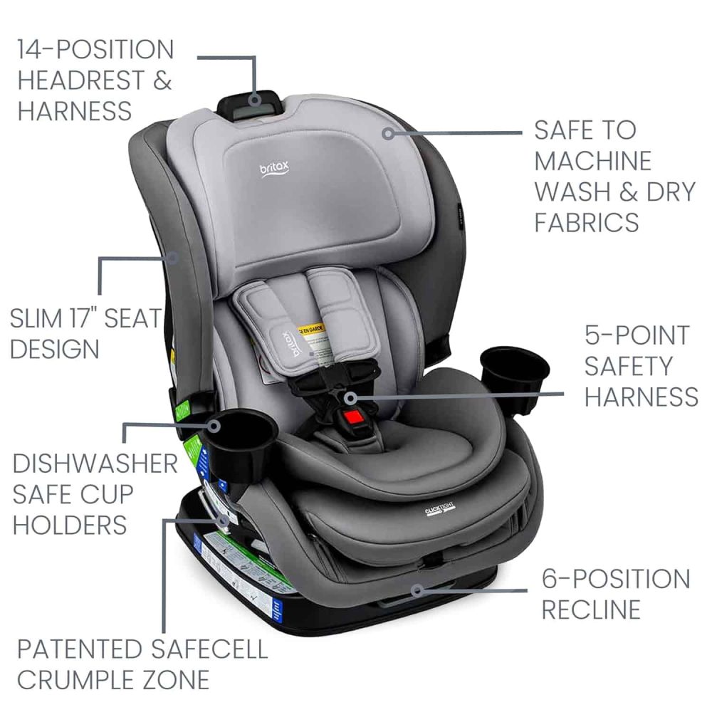 Britax Poplar Convertible Car Seat, 2-in-1 Car Seat with Slim 17-Inch Design, ClickTight Technology, Glacier Graphite - Image 3