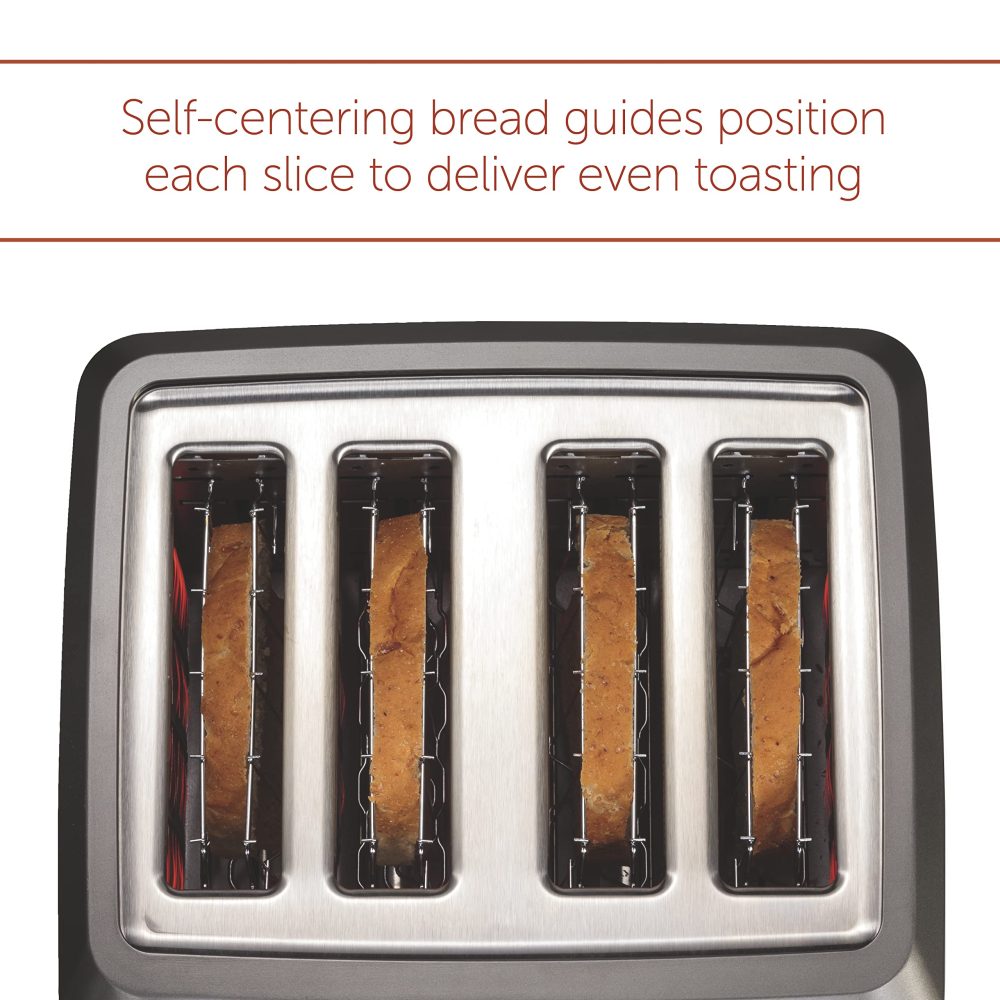 Wolf Gourmet 4-Slice Extra-Wide Slot Toaster with Shade Selector, Bagel and Defrost Settings, Red Knob, Stainless Steel - Image 5