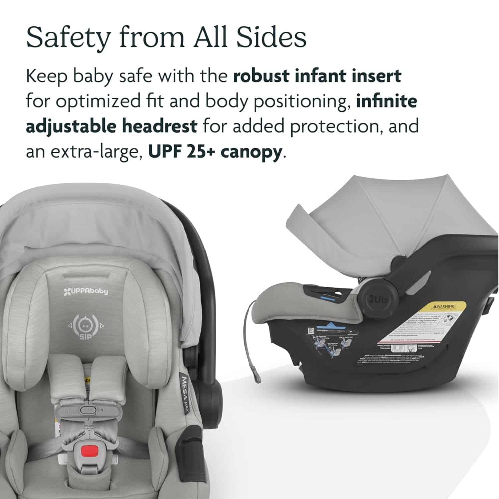 UPPAbaby Mesa Max Infant Car Seat/Base with Load Leg and Robust Infant Insert Included (White+Grey Chenille) - Image 5
