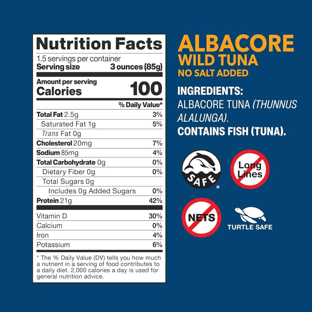 Wild Planet Wild Albacore Tuna, No Salt Added, Canned Tuna, Sustainably Wild-Caught, Non-GMO, Kosher 5 Ounce (Pack of 12) - Image 5