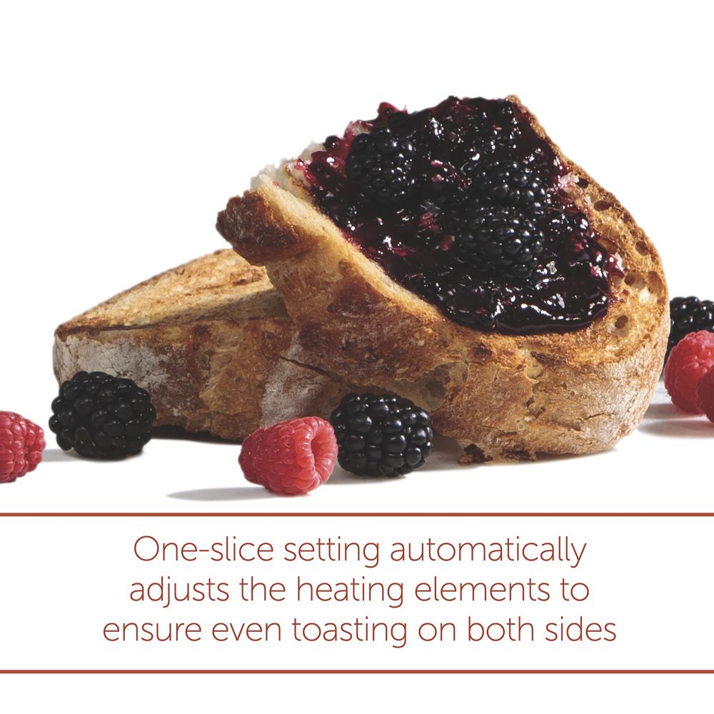 Wolf Gourmet 4-Slice Extra-Wide Slot Toaster with Shade Selector, Bagel and Defrost Settings, Red Knob, Stainless Steel - Image 6