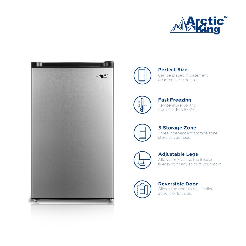 Arctic King 3.0 Cu ft Upright Freezer, Stainless Steel - Image 3