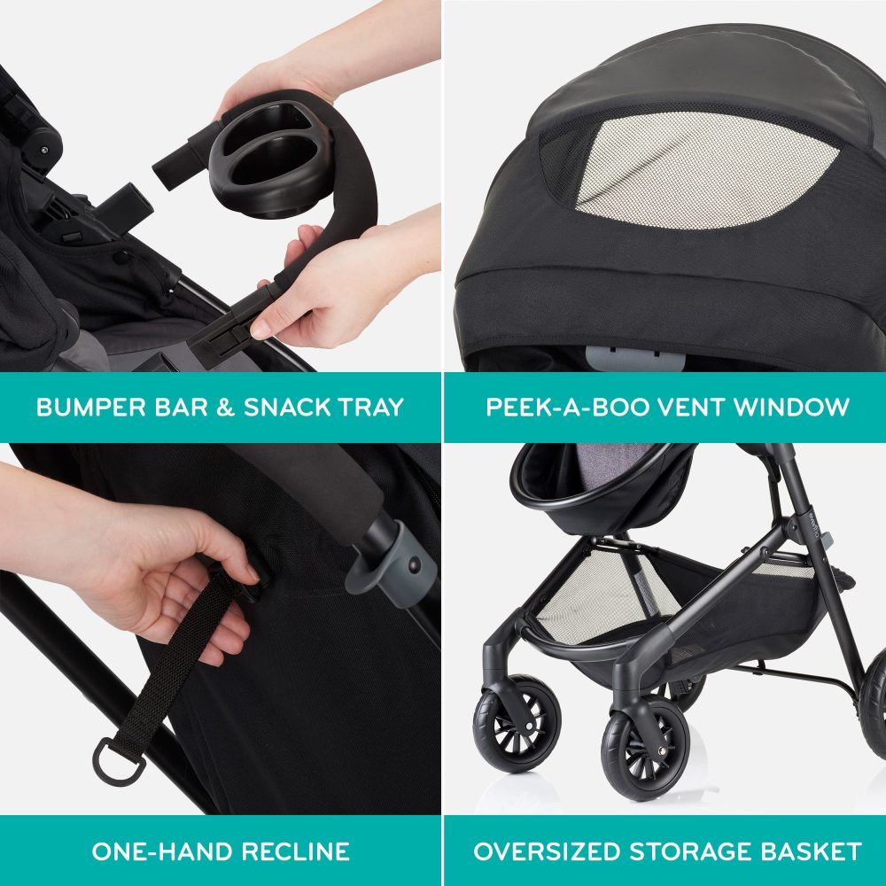 Evenflo Pivot Modular Travel System with LiteMax Infant Car Seat with Anti-Rebound Bar (Casual Gray) - Image 4