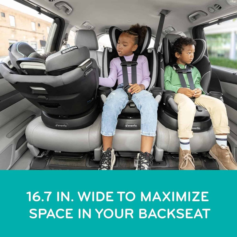 Evenflo Revolve360 Slim 2-in-1 Rotational Car Seat with Quick Clean Cover (Stow Blue) - Image 3