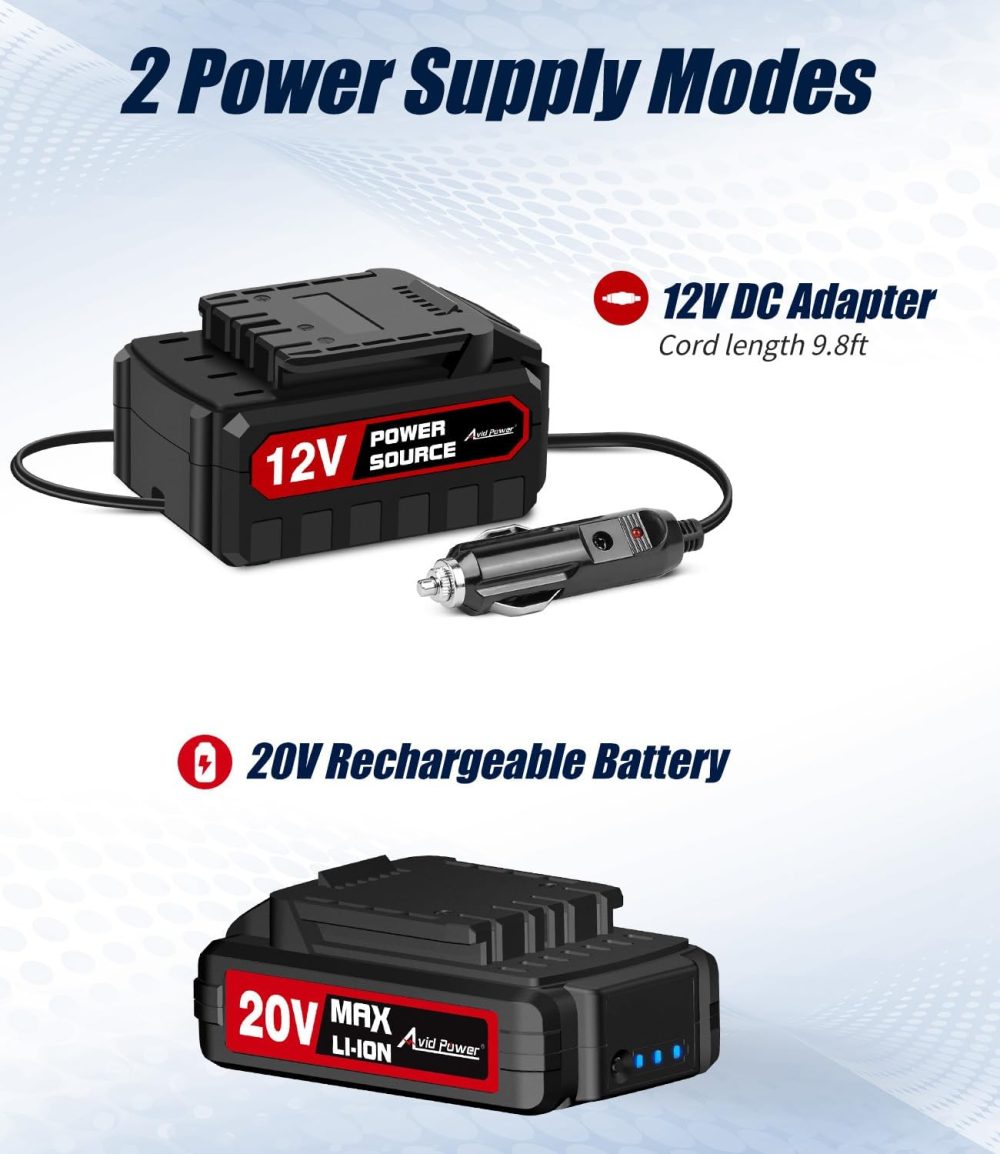 AVID POWER Tire Inflator Portable Air Compressor, 20V Cordless Car Tire Pump - Image 6