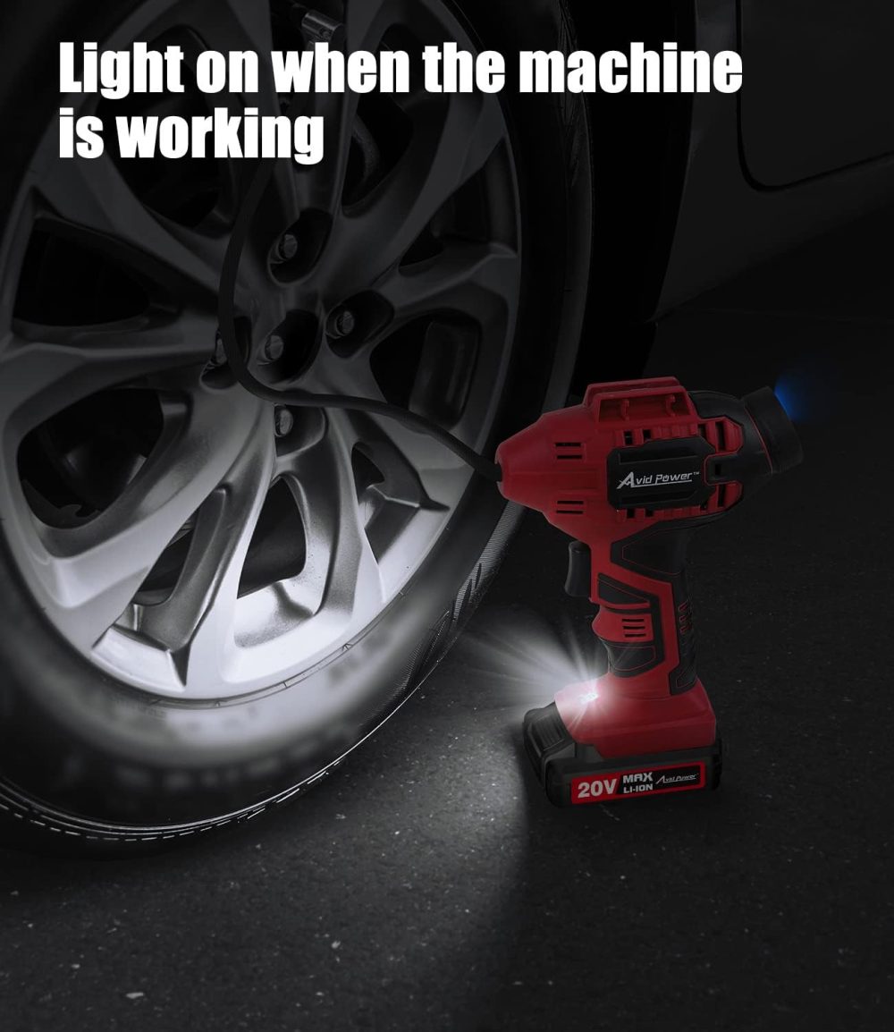 AVID POWER Tire Inflator Portable Air Compressor, 20V Cordless Car Tire Pump - Image 4