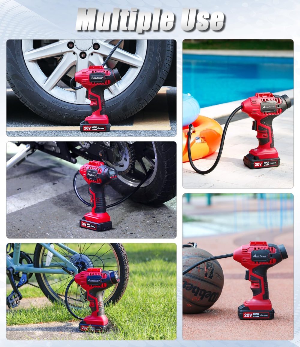 AVID POWER Tire Inflator Portable Air Compressor, 20V Cordless Car Tire Pump - Image 3