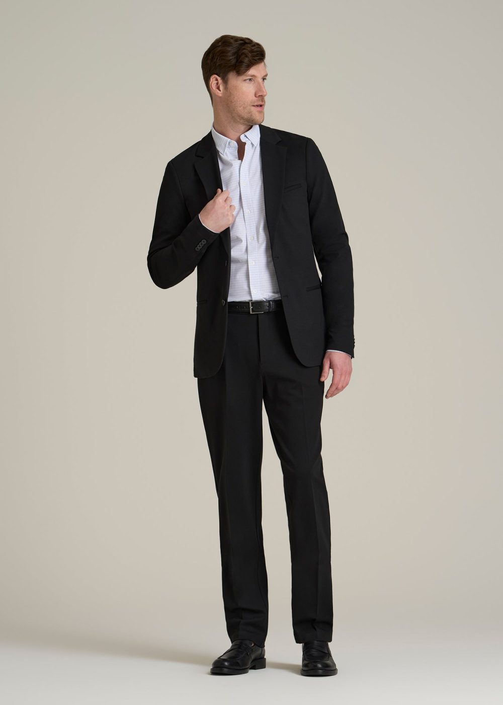 Flex Tech Suit Jacket for Tall Men in Black - Image 4