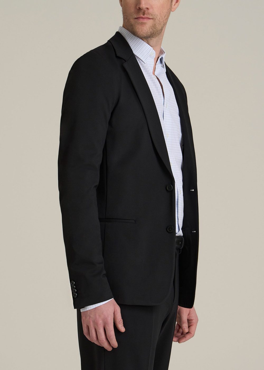 Flex Tech Suit Jacket for Tall Men in Black - Image 2