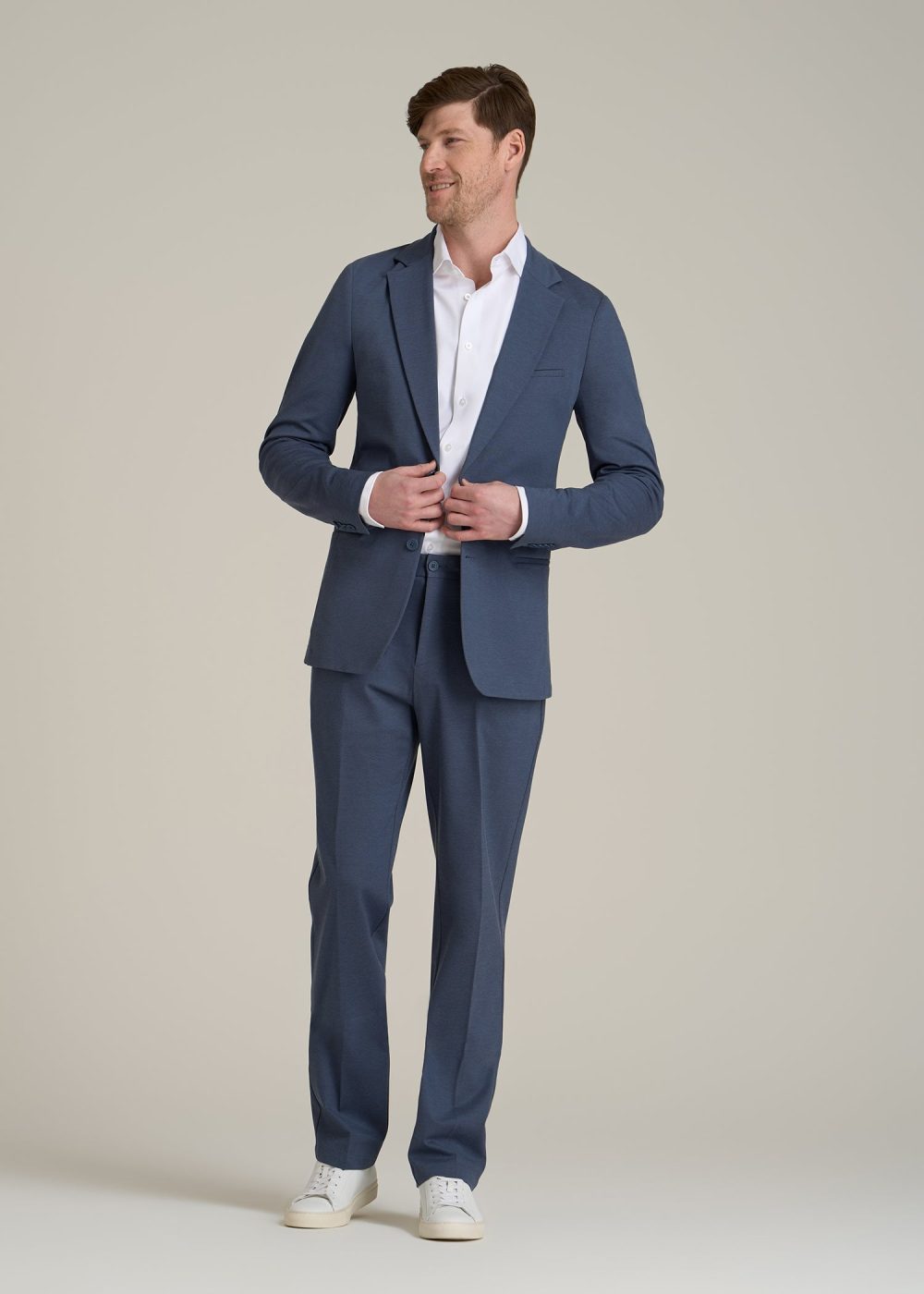 Flex Tech Suit Jacket for Tall Men in Medium Blue Nailhead - Image 4