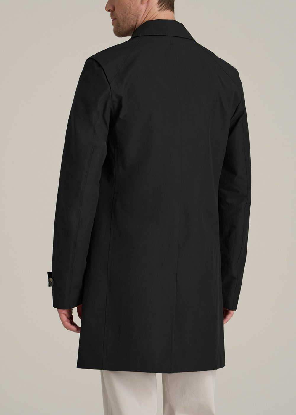Minimalist Trench Coat for Tall Men in Black - Image 5
