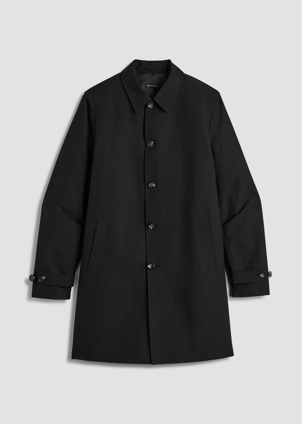 Minimalist Trench Coat for Tall Men in Black - Image 6