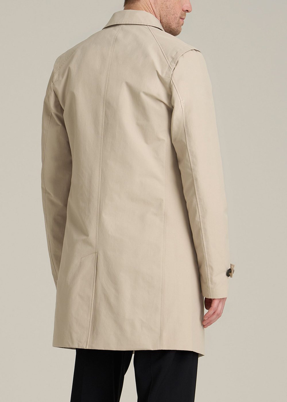 Minimalist Trench Coat for Tall Men in Light Khaki - Image 5