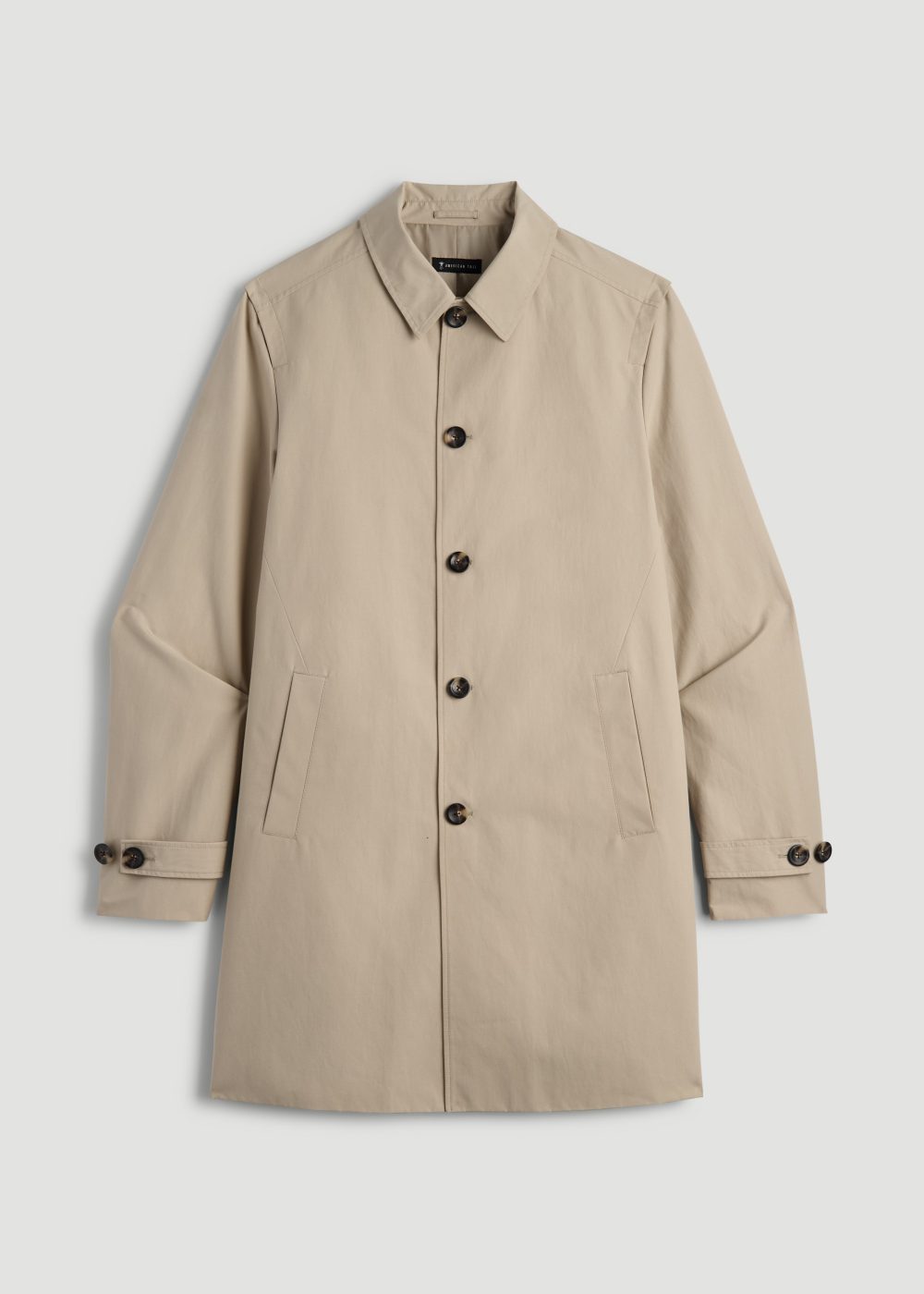 Minimalist Trench Coat for Tall Men in Light Khaki - Image 6