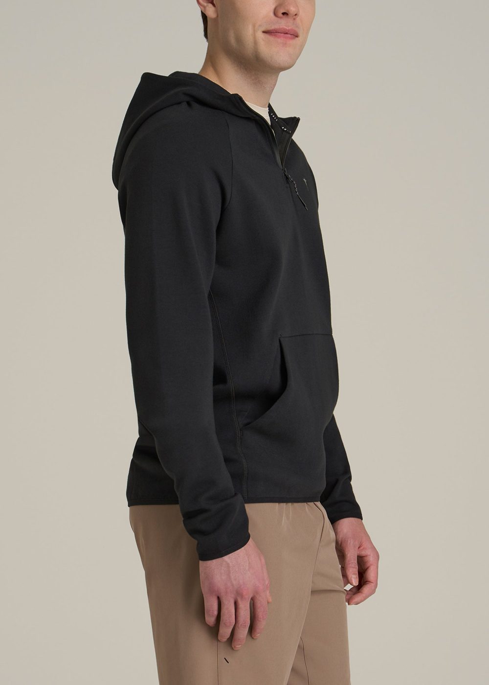 Utility Fleece Hooded Popover for Tall Men in Black - Image 3