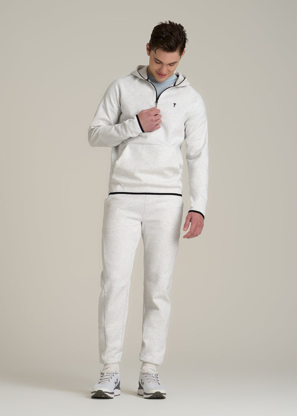 Utility Fleece Hooded Popover for Tall Men in Heather Frost - Image 4