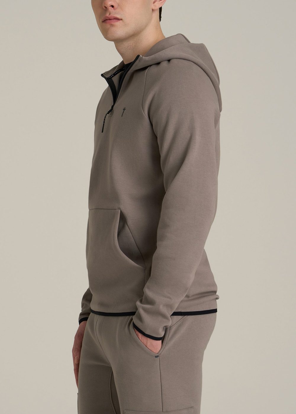 Utility Fleece Hooded Popover for Tall Men in Portobello - Image 3