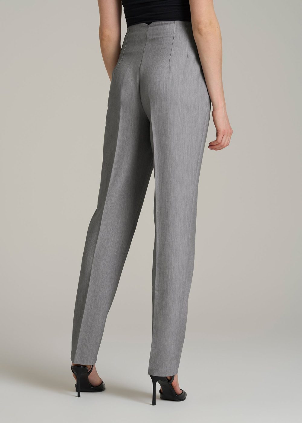 High Rise Pants with Darts for Tall Women in Ash Grey Mix - Image 5