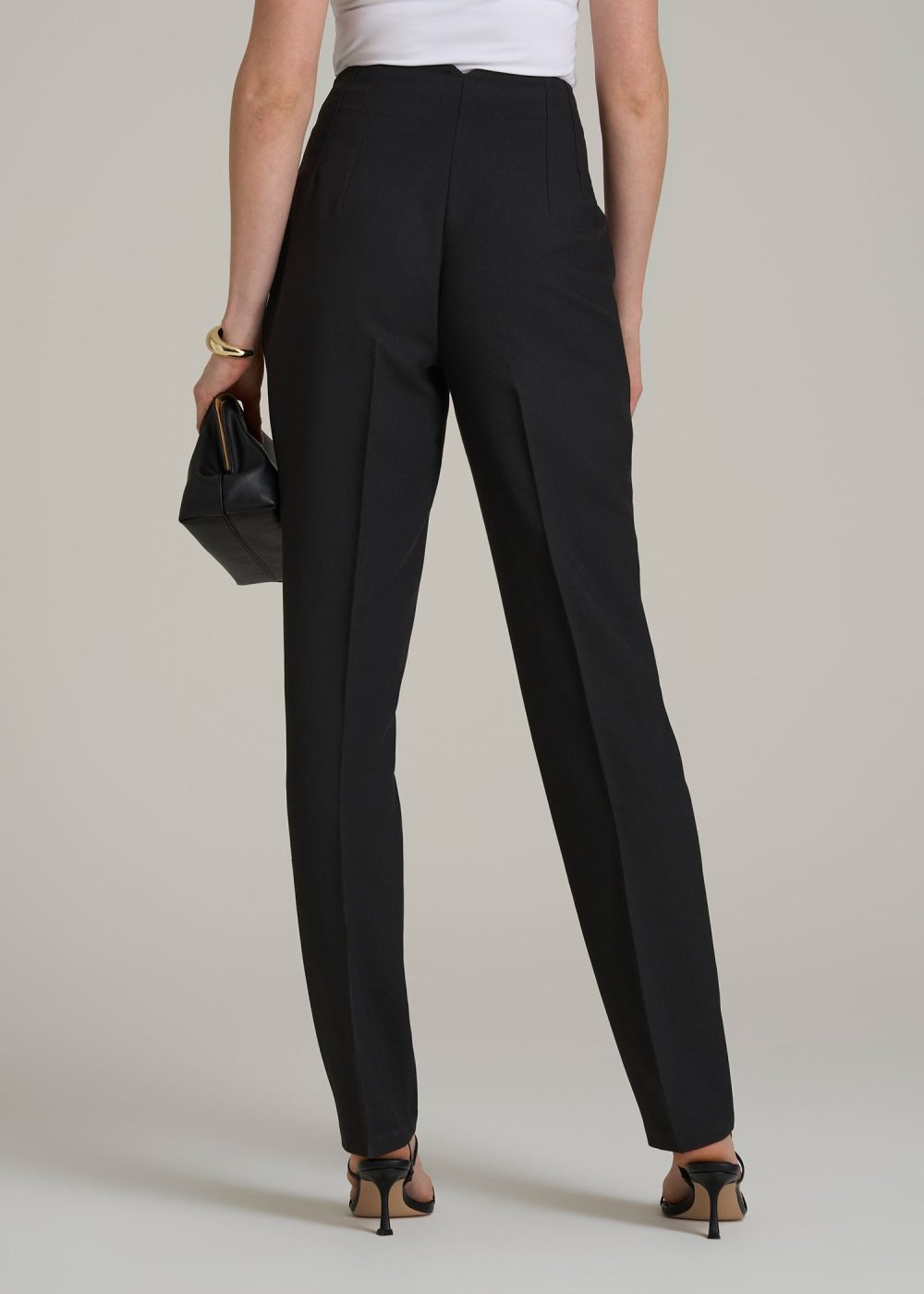 High Rise Pants with Darts for Tall Women in Black - Image 5