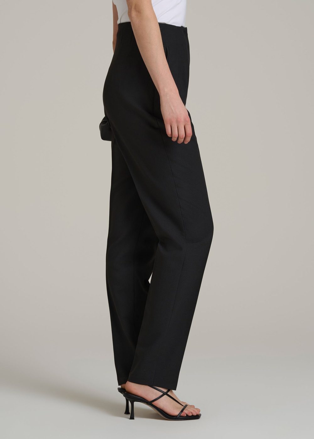 High Rise Pants with Darts for Tall Women in Black - Image 3