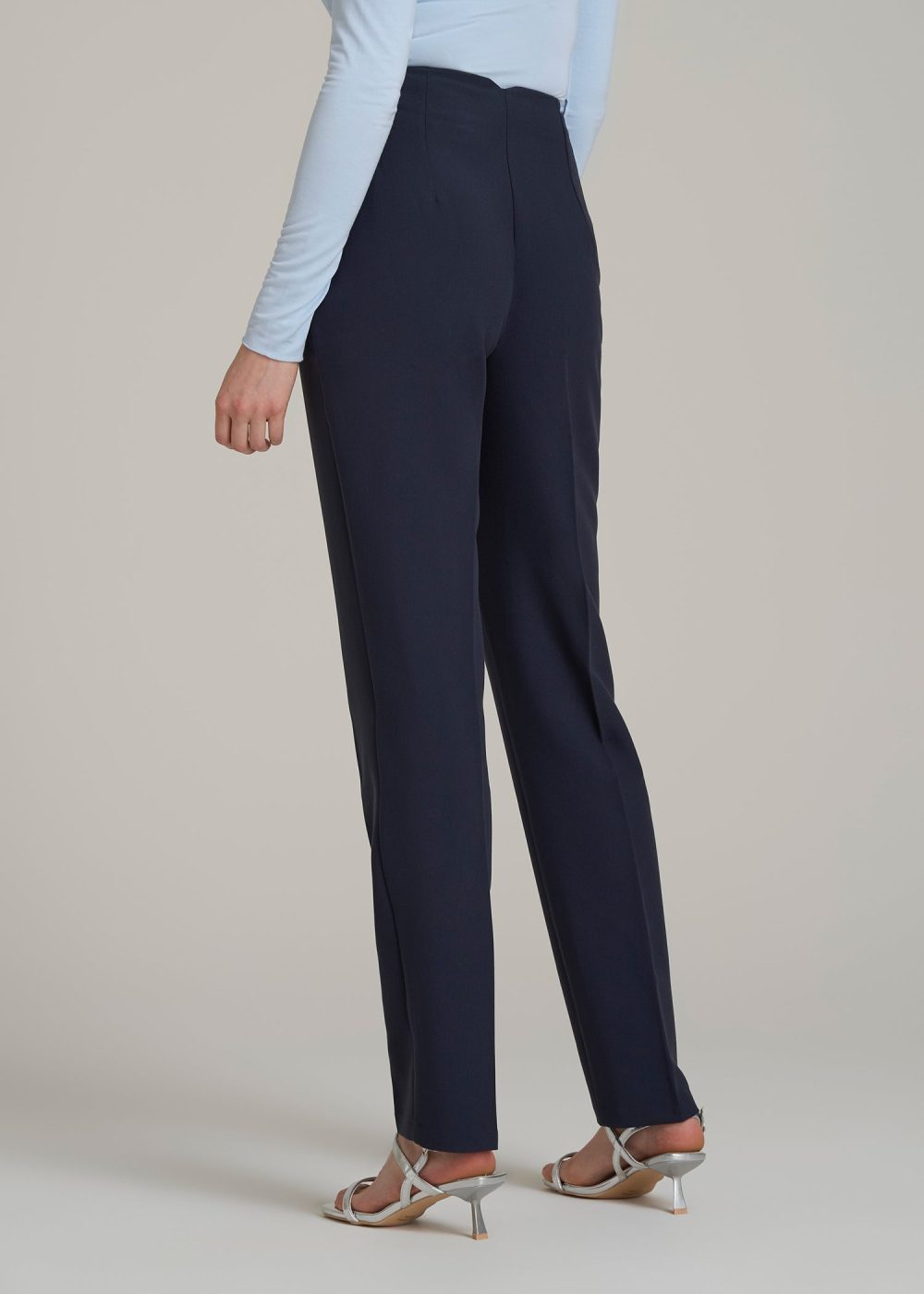 High Rise Pants with Darts for Tall Women in Navy - Image 5