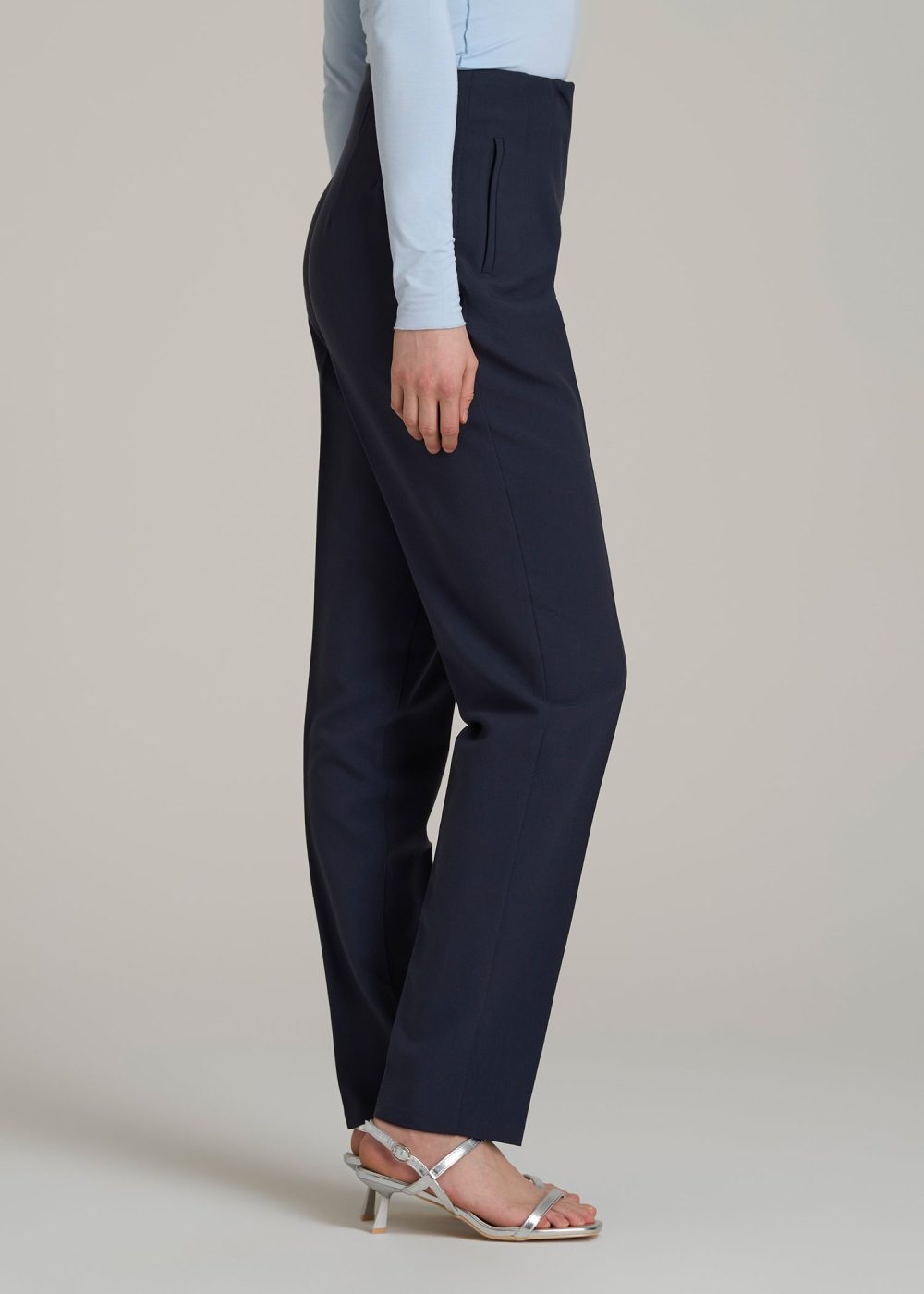 High Rise Pants with Darts for Tall Women in Navy - Image 3