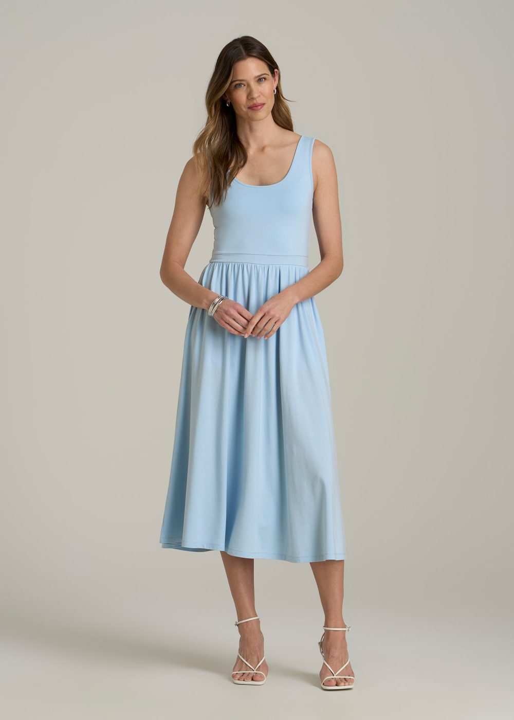 Jersey Tank Dress with Pockets for Tall Women in Ice Blue - Image 4