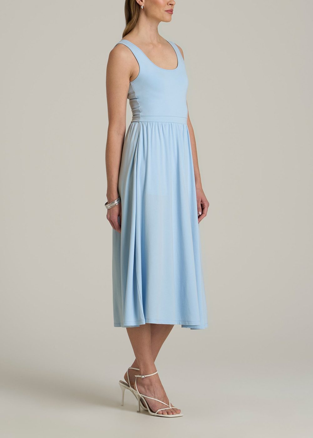 Jersey Tank Dress with Pockets for Tall Women in Ice Blue - Image 3