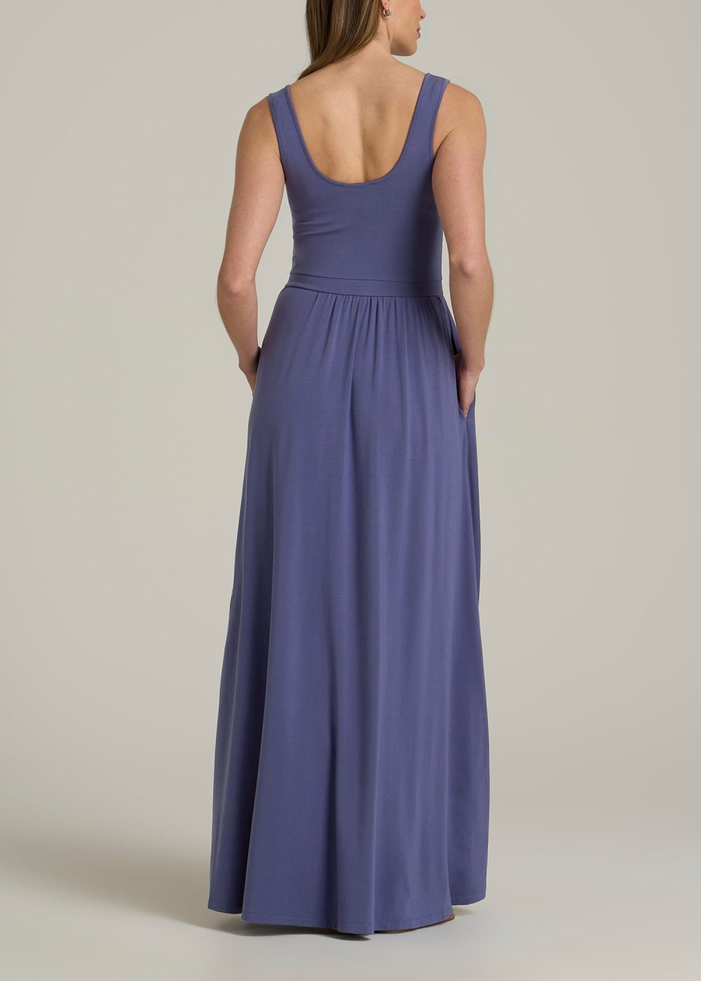 Jersey Tank Maxi Dress with Pockets for Tall Women in Future Dusk - Image 5