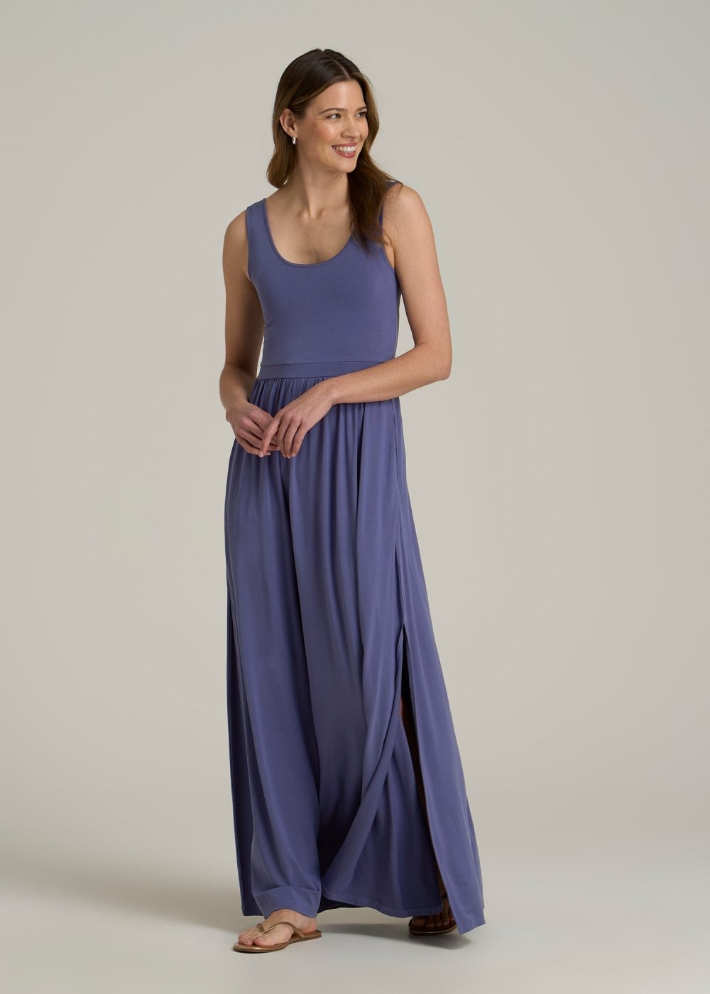 Jersey Tank Maxi Dress with Pockets for Tall Women in Future Dusk - Image 4