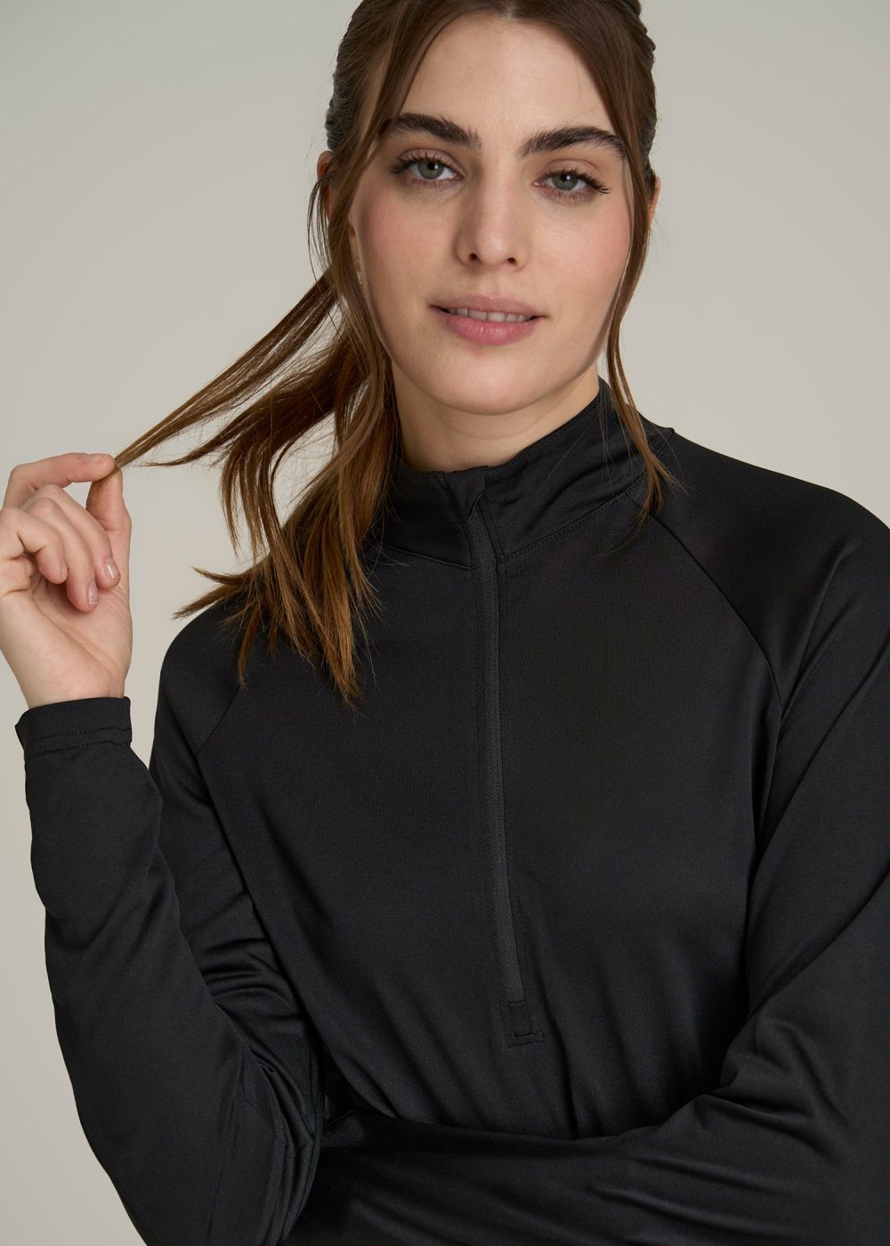 Long Sleeve Active Half Zip Pullover Tall Women's Jacket in Black - Image 2