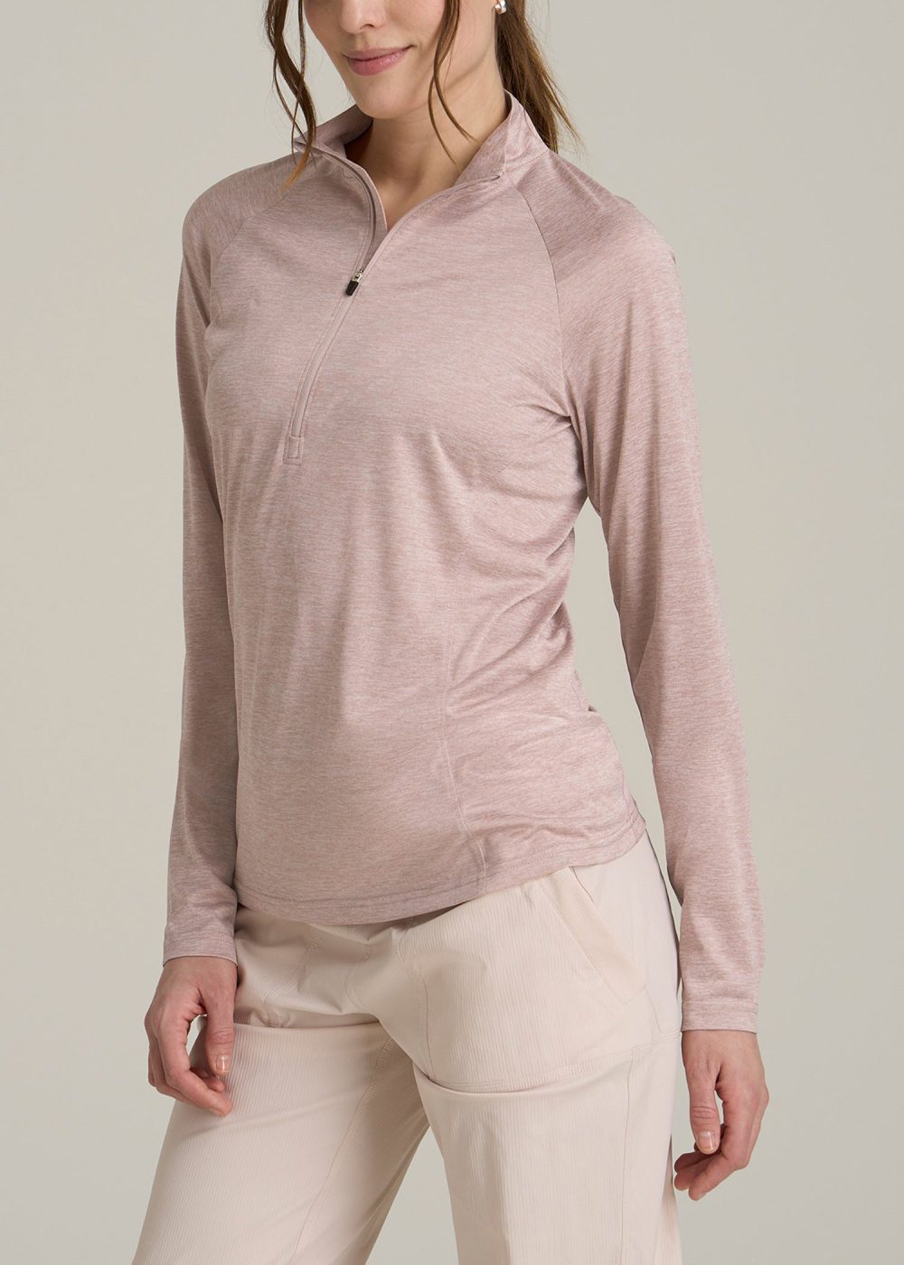 Long Sleeve Active Half Zip Pullover Tall Women's Jacket in Desert Rose Mix - Image 3