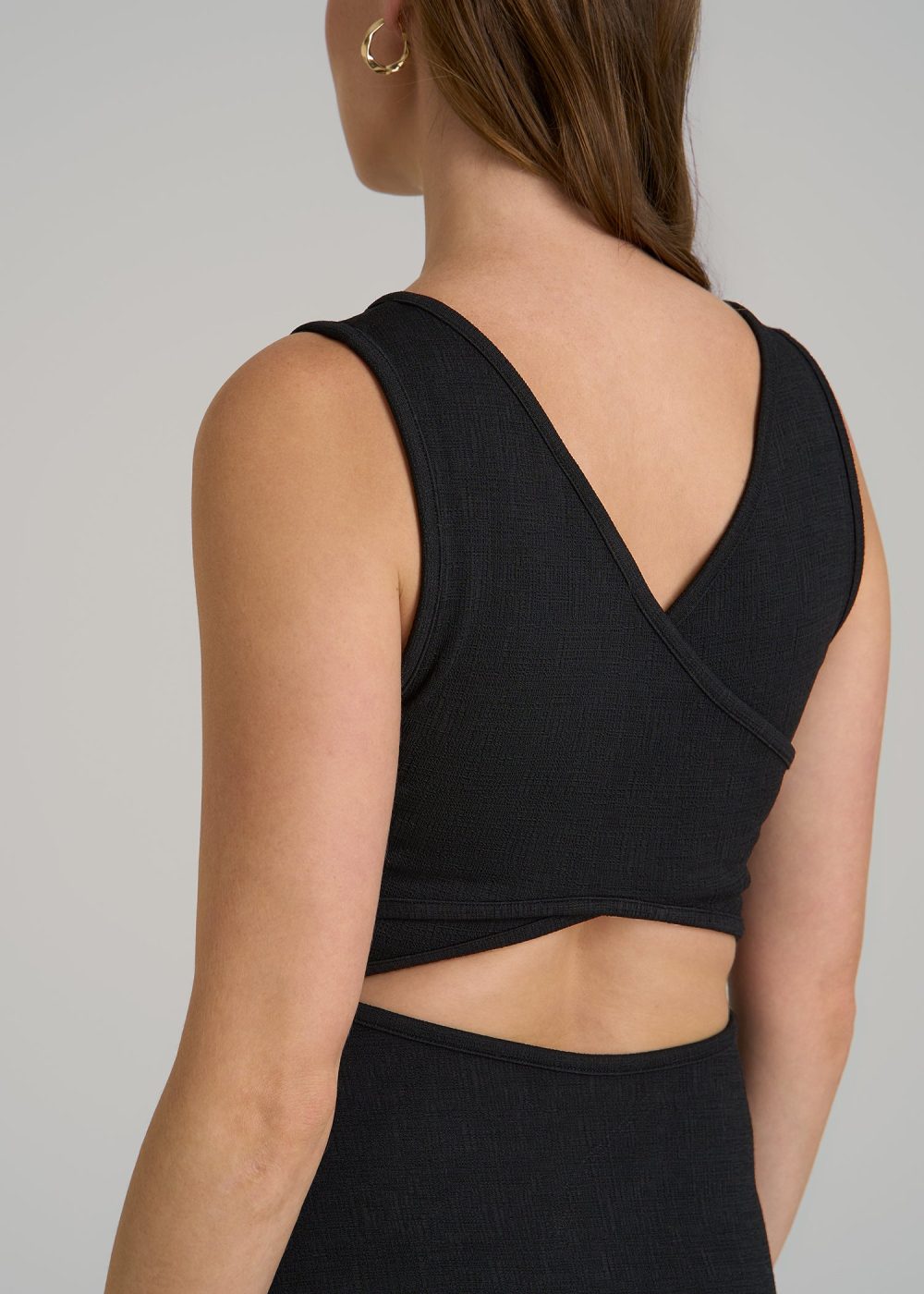 Midi Cross Back Sleeveless Dress for Tall Women in Black - Image 2