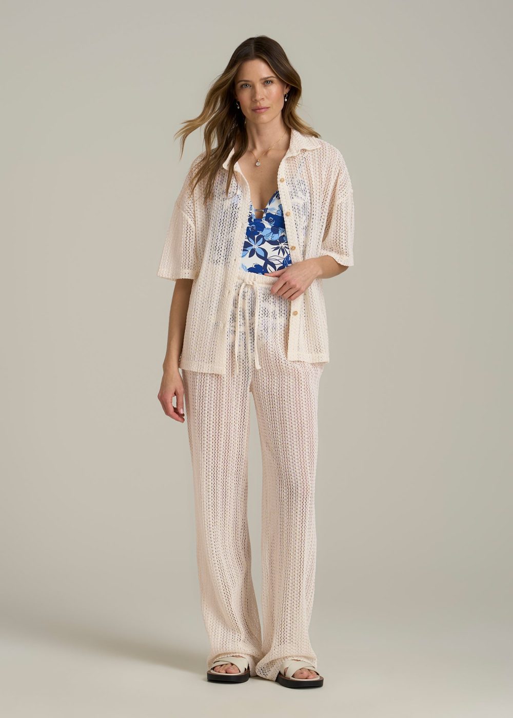 Openwork Knit Pants for Tall Women in Natural - Image 4