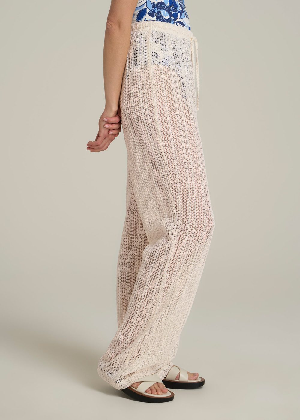 Openwork Knit Pants for Tall Women in Natural - Image 3