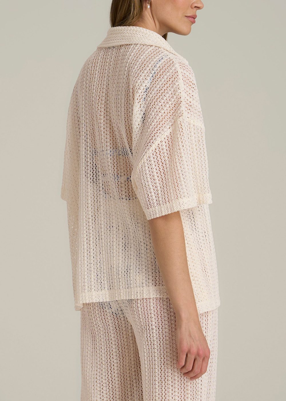 Openwork Loose Knit Top for Tall Women in Natural - Image 5
