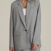 Boyfriend Fit Single-Button Blazer for Tall Women in Ash Grey Mix