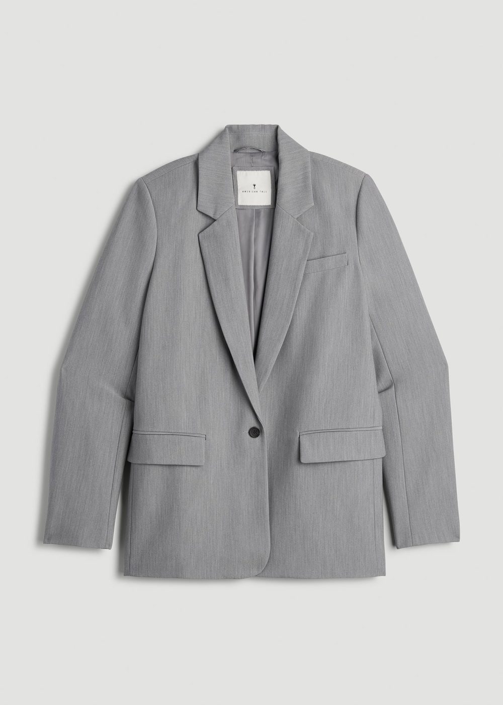 Boyfriend Fit Single-Button Blazer for Tall Women in Ash Grey Mix - Image 6