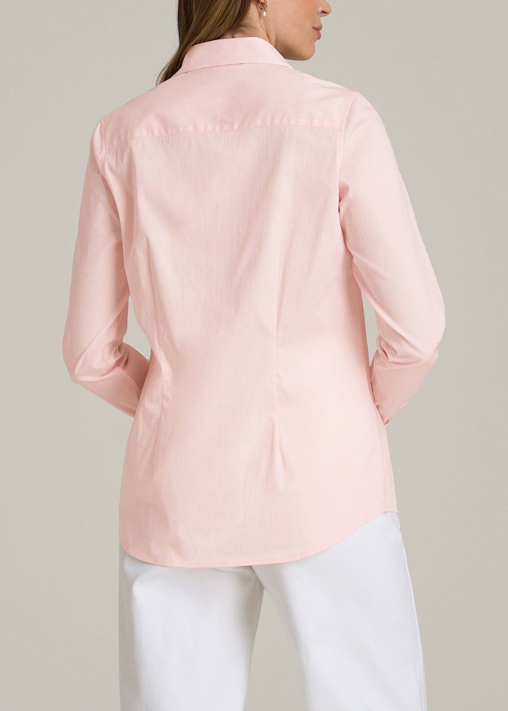 Slim Fit Button Up Women's Tall Shirt in Barely Pink - Image 5