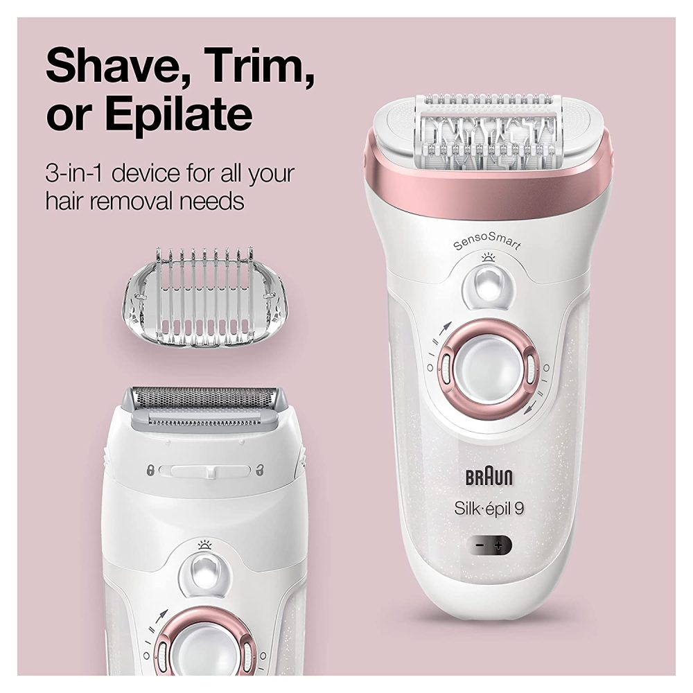 Epilator Silk-épil 9 9-720, Hair Removal for Women, Wet   Dry, Womens Shaver   Trimmer, Cordless, Rechargeable - Image 8