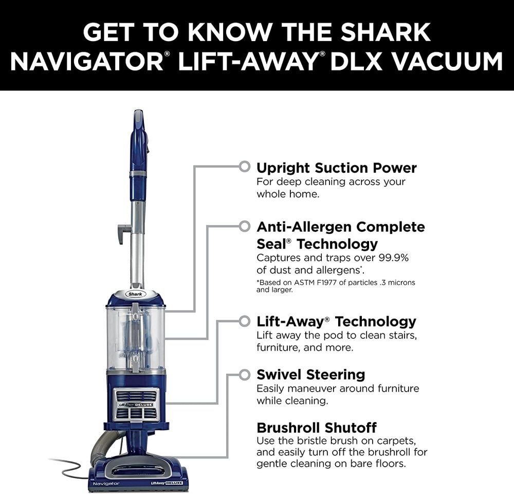 NV360 Navigator Lift-Away Deluxe Upright Vacuum with Large Dust Cup Capacity, HEPA Filter, Swivel Steering, Upholstery Tool   Crevice Tool, Blue - Image 12